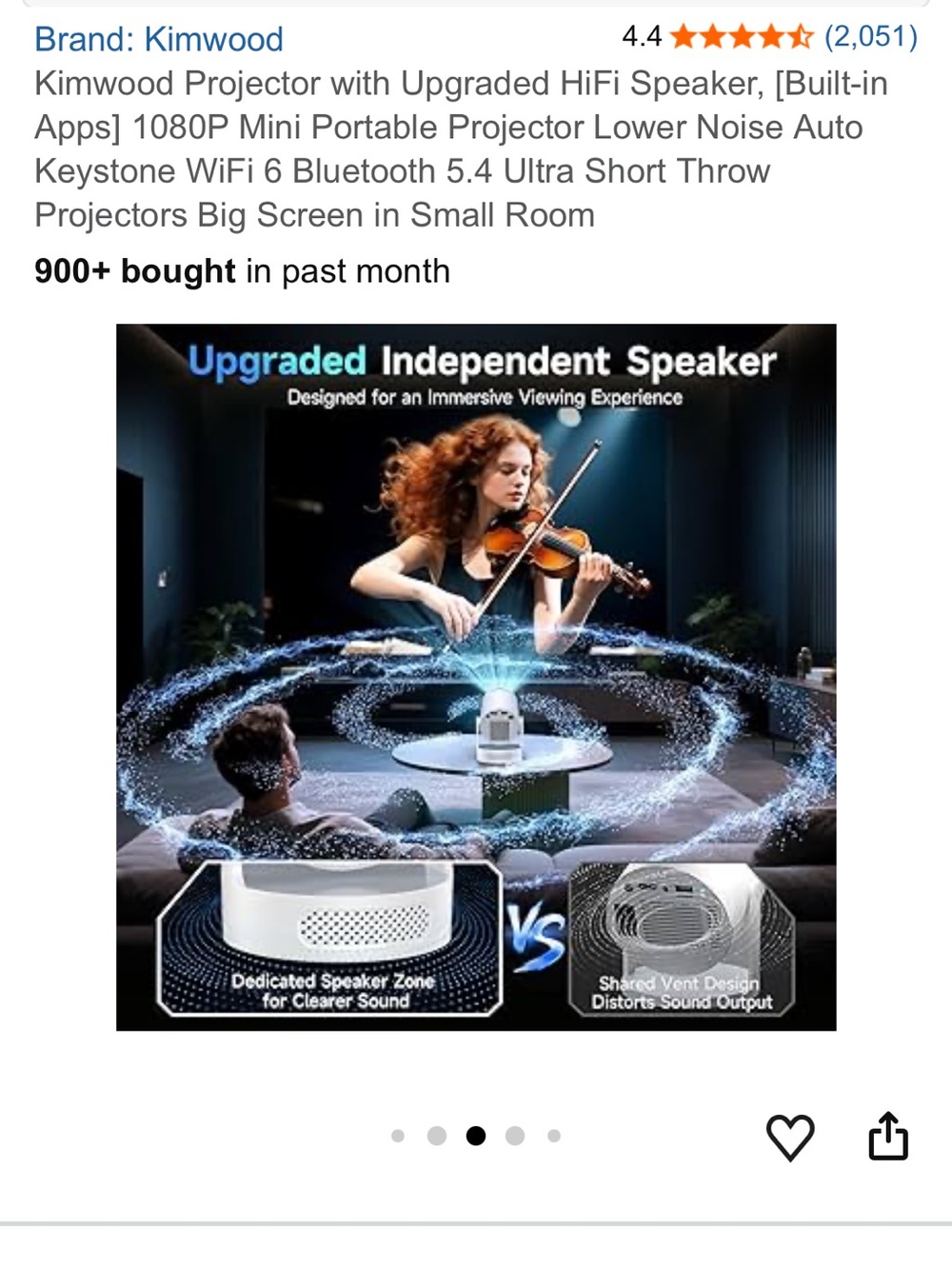 Kimwood Portable Mini Projector in White - Picture 4 of 9